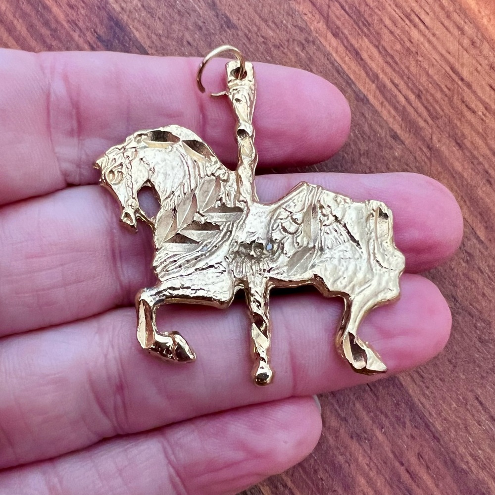 Vintage Gold Carousel Horse Pendant Charm